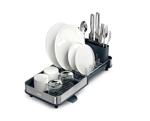 Joseph Joseph Extend Steel Slim Expandable Dish Rack with Draining Spout