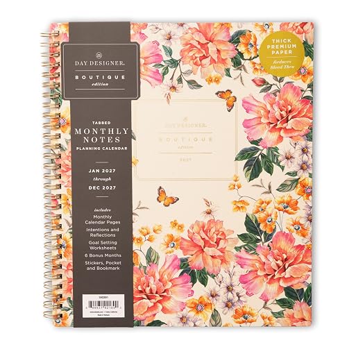 Blue Sky Day Designer Boutique 2027, Monthly Planner, 8"x10", Middleton | January 2027 - December 2027, Linen Paperboard Cover, Laminated Tabs, Pocket, 40 Notes Sheets, Day Designer Boutique Edition