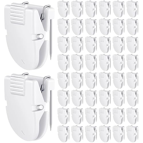 Feifeiya 50 Pcs Cubicle Clips for Fabric Panels,White | Office Partition Wall Clips, 40-sheet Capacity for Notes Photos Memos, Metal Spring, Fits Cubicle Fabric Accessories