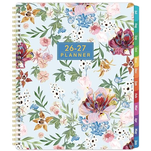 Planner 2026-2027 - 9" x 11" Planner Weekly and Monthly 2026-2027 | JUL 2026 - JUN 2027, Academic Calendar with Tabs, Calendar with Twin-Wire Binding, Inner Pocket, Premium Thick Paper - Blue