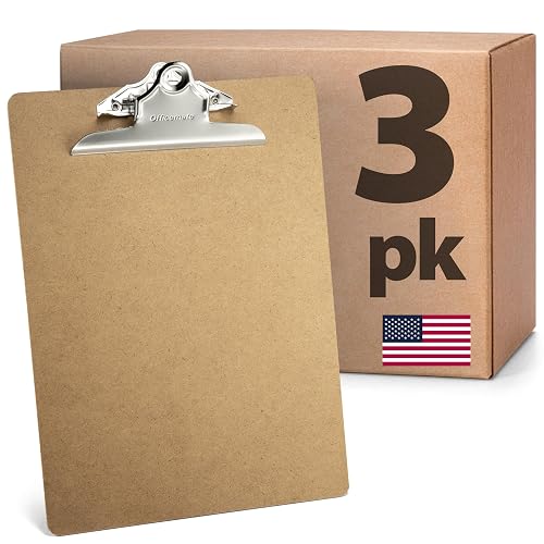 Officemate Recycled Wood Clipboards, 3-Pack, 9x12.5-in, Rust-Resistant Clip