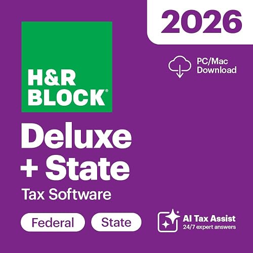 H&R Block Tax Software Deluxe + State 2026 Win/Mac | Online Code