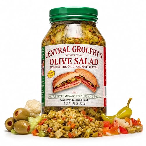 Central Grocery Olive Salad 32 oz | Authentic New Orleans Italian Olive Salad, Original Muffuletta Sandwich Spread, Olive Vegetable Relish