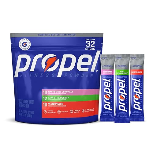 Propel Electrolyte Powder Drink Mix, 3 Flavor Variety Pack, (32 Servings) | Zero Sugar, Enhanced Water Beverage, Gatorade Electrolytes, Vitamins, No Added Colors, No Artificial Flavors, Hydration