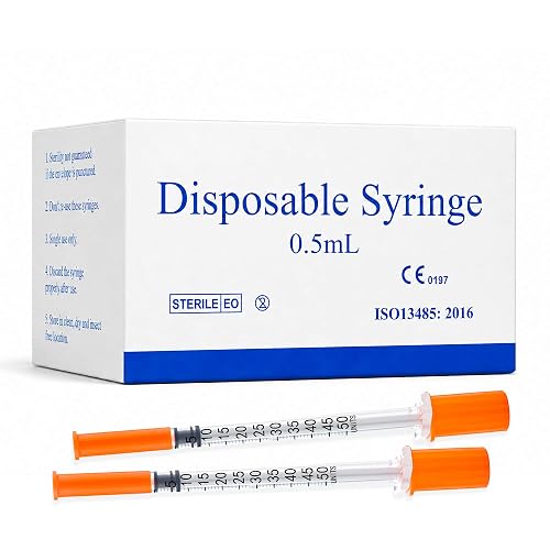 0.5ml Syringe, 31 Ga 5/16-Inch (8mm) Science Lab, Liquid Tools - 100Pcs