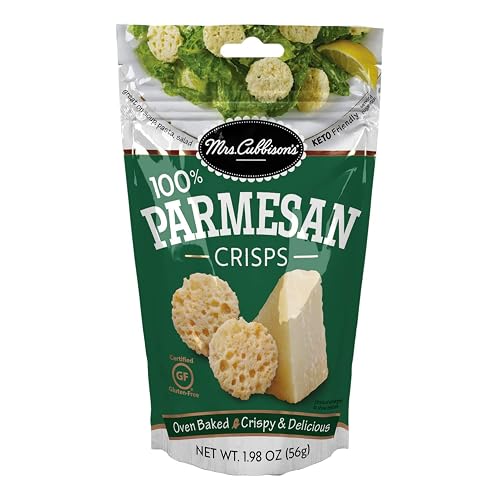 Mrs. Cubbison's Parmesan Cheese Crisps, 1.98 oz Resealable Bag | Baked & Crispy Real Cheese Crisps, Keto Friendly, Great for Snacking or as a Topper to Salads,Wraps,Casseroles,Burgers & More