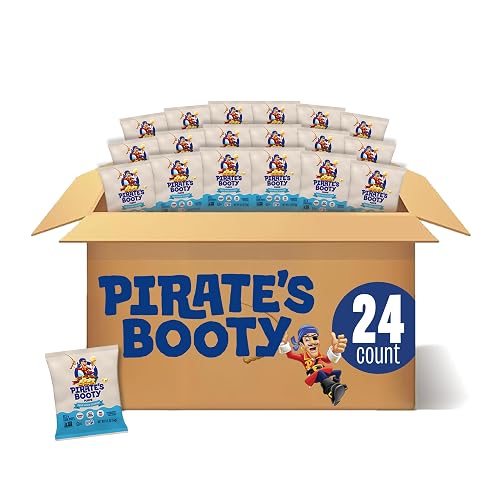 PIRATE'S BOOTY Aged White Cheddar Cheese Puffs Bags, .5 oz (24 Count) | Aged White Cheddar Cheese Puffs, Peanut and Tree Nut Free Kids Snacks, Snacks for Kids and School Lunches, 24 bags