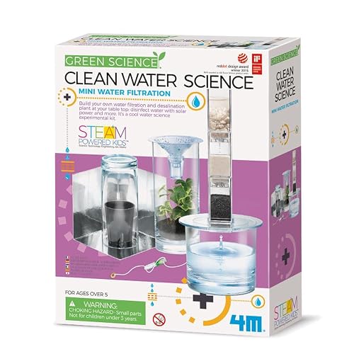 4M Green Science Clean Water Science - DIY Water Filtration Kit for Kids | Mini Desalination Plant, Solar Powered STEM Experiment & Learning Activity, Includes Purification Manual, Ages 5+