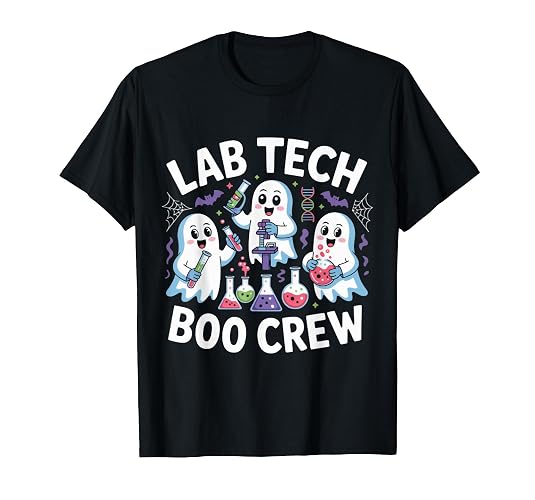 Lab Tech Boo Crew Funny Halloween Science Ghosts T-Shirt