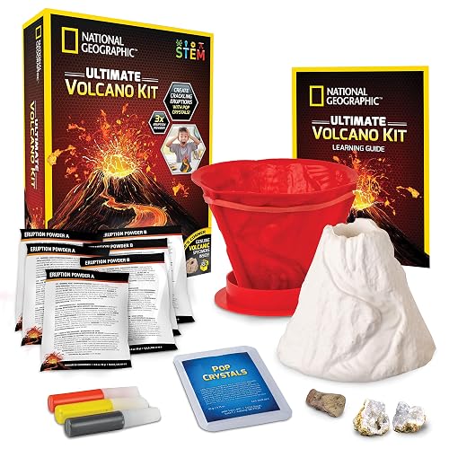National Geographic Ultimate Volcano Science Kit for Kids Ages 8-12 | 3X More Eruptions, Pop Crystals with Exciting Sounds, Eruption Powder, Hands-On Earth Science, STEM Activity, Birthday Gift