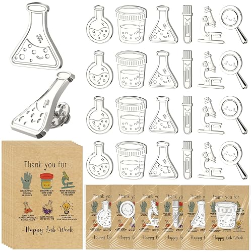 Kenning Lab Tech Gifts for Medical Laboratory Professionals, Science Enamel Pins with Thank You Cards and Bags, Medical Laboratory Scientist Gifts for Lab Technicians, Phlebotomists