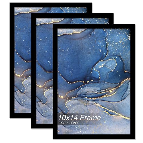 10x14 Picture Frame Set of 3 for Photo Poster Horizontally/Vertically | Black Light Weight and High Transparent 10 x 14 Frame for 10by14 Pciture Wall Mount(3 Packs|Black|10x14)