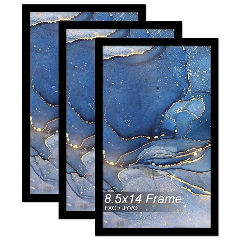 8.5x14 Picture Frame Set of 3 for Photo Poster Horizontally/Vertically | Black Light Weight and High Transparent 8.5 x 14 Frame for 8.5by14 Pciture Wall Mount(3 Packs|Black|8.5x14)
