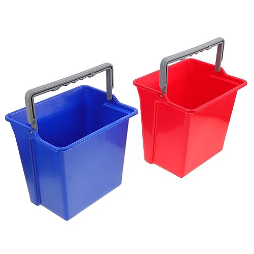 2pcs 6l Plastic Cleaning Bucket with Handle, Red Blue | Reinforced Sturdy Construction, Keeps Shape and Stays Stable, Suitable for Hospitals, Offices, Housekeeping, Hotel Sanitation