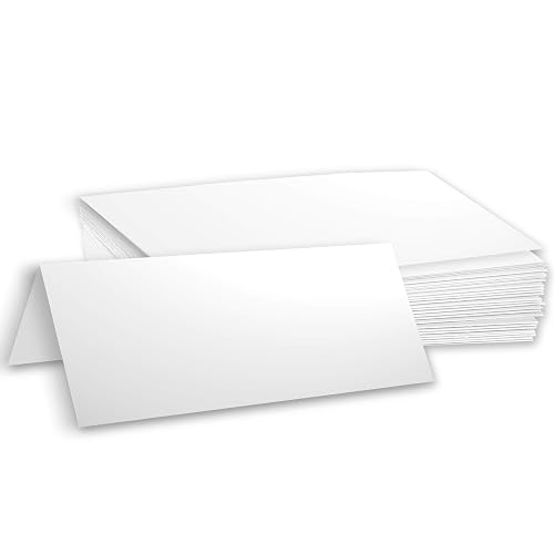 Hamilco White 80lb Cover Heavy 3.5x11 Tent Place Cards for Weddings (100PK) | Place Cards, Table Tents, Name Cards & Seating Cards – Laser & Inkjet Printable, Made in USA & Acid-Free Paper