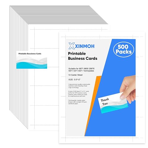 Thick Business Cards 500 Printable Business Card, 3.5" x 2" Business Card Paper Compatible with Laser & Inkjet Printer, Double-sided Printing, Heavyweight, Matte White Paper, (10 Cards/Sheet)