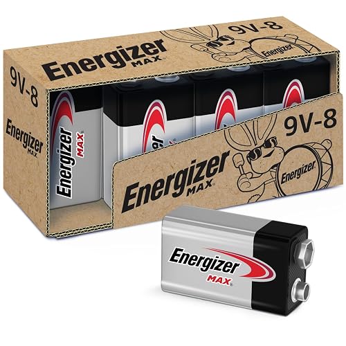Energizer MAX 9V Batteries (8 Pack), 9 Volt Alkaline Batteries
