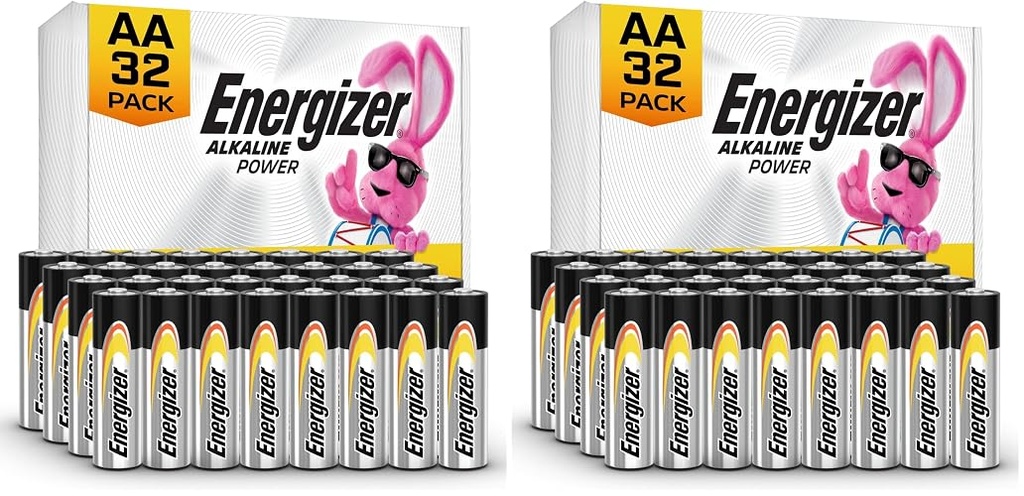 Energizer AA Batteries Alkaline Power, 32 Count Alkaline Double A Battery Pack (Pack of 2)