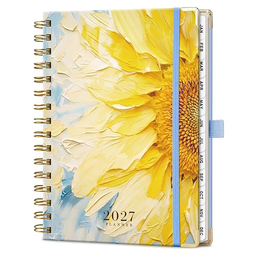 2027 Planner, Weekly and Monthly, Jan 2027 - Dec 2027, 5.7" x 8.3" | 2027 Calendar, Hardcover with Monthly Tabs, 100 GSM Thick Paper, for Women School Home Office Supplies, Vibrant Sunflower