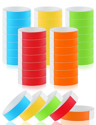 Paper Wristbands for Events, 500 Pcs Disposable Wrist Bands, Mixed Colored | Self Adhesive, with Waterproof Layer, Prevent Reuse, Bracelets for Vip Party Sports Events, Festivals, Club Identification