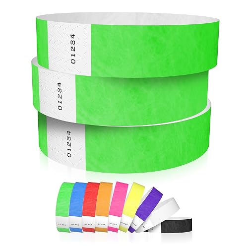 600 WristCo Neon Green Tyvek Wristbands for Events - Tamper-Proof Design | Comfortable Water/Tear-Resistant - USA Made Tyvek Wristband ID Bracelets for Events, Concerts, Party Security, VIP Admission