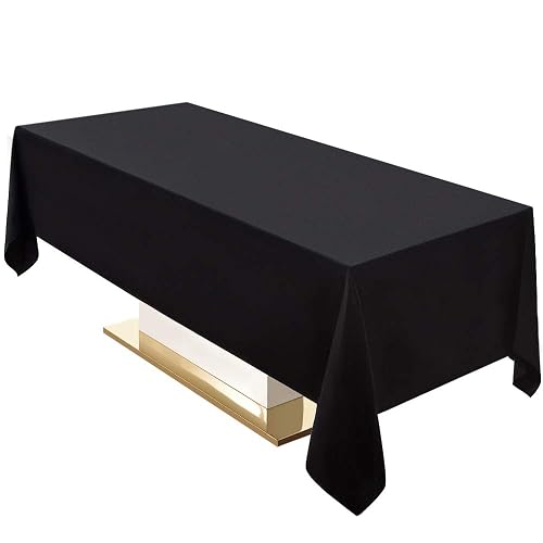 Surmente 60x102 Inch Black Tablecloth for 6 Foot Rectangle Tables | Dining Table Cover Protector, Wrinkle Free, Washable Polyester Fabric, 6ft Table Cloth for Wedding, Banquet, Restaurant