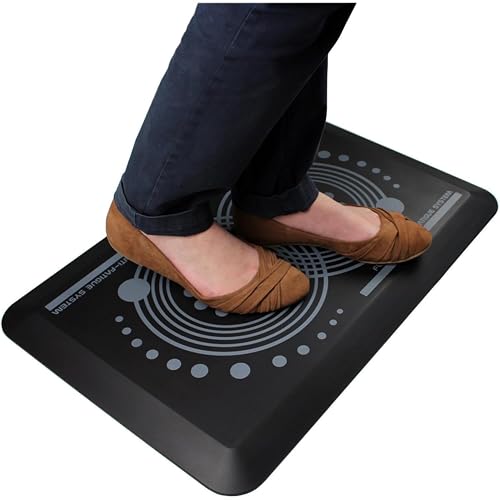 Anti-Fatigue Mat for Standing Desk, 24x16 Inch, Beveled Edge, Black | Beveled-edge anti-fatigue mat boosts comfort and circulation for standing desks and workstations.