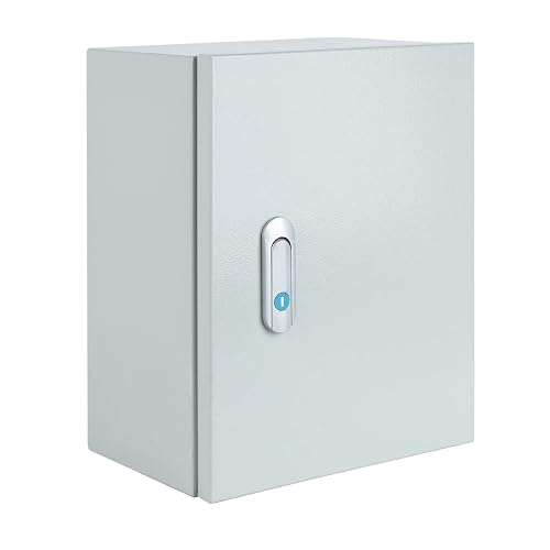 Steel Electrical Junction Box, Indoor&Outdoor Electrical Enclosure Box, Wall Mounted Waterproof&Dustproof Metal Box, Universal Electric Equipment Enclosure Box with Safety Locks and Mounting Plates