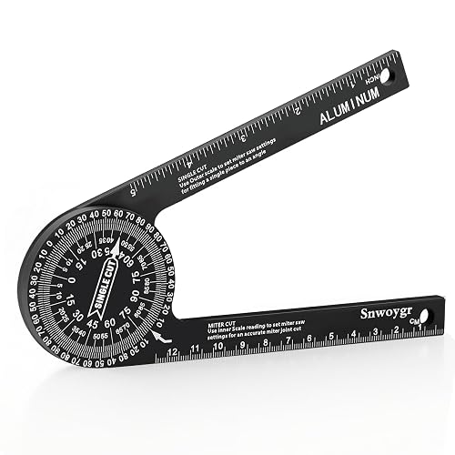 Snwoygr 7-Inch Aluminum Miter Saw Protractor & Angle Finder | CNC Dual Scale CM/Inch, Inside/Outside Angle Measuring Tool for Carpenter, Framing, Rafters, Crown Molding, Trim