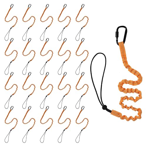 20 Pack Safety Tether Tool Lanyard with Screw Lock Carabiner, Standard Length Safety Tool Leash Adjustable Fall Protection Tether for Construction, Maximum Weight Limit 9KG/19.8LBS (Orange)