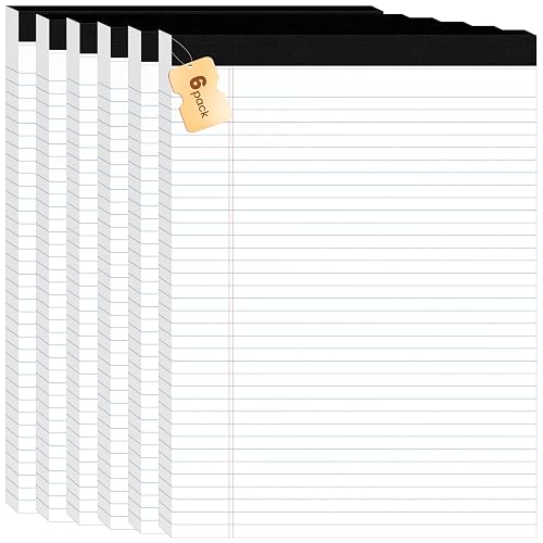 6pcs Legal Pads 8.5 x 11, Perforated White Notepad 8.5x11, 50Sheets/Pad | Ciphyfee Writing Pads 8.5x11, College Ruled Thick Paper, Lined Note Pads with Sturdy Backing, Office & School Supplies