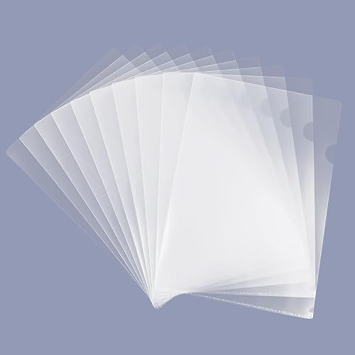 GOMRQING Clear Document Folder Copy Safe Project Pockets fits 8.5x11 Letter Size US Paper,L-Type Plastic Clear Paper Sleeves Protector Resume File Poly Jacket Folders Organizer in Transparent 50 Pack
