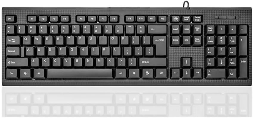 Guiheng Wired Computer Keyboard, Plug Play USB, Large Number Pad, LED Indicators，Ergonomic, Foldable Stands,Anti-Wear Letters Full Size Keyboard,for Windows Mac PC Laptop-Black
