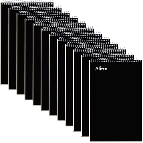 Alitte Steno Pads Spiral 6x9-12 Pack - Gregg Ruled, Perfect for Work, School, and Home Use, Easy Tear-Off Pages, White Paper - No Ink Bleeds - 80 Sheets