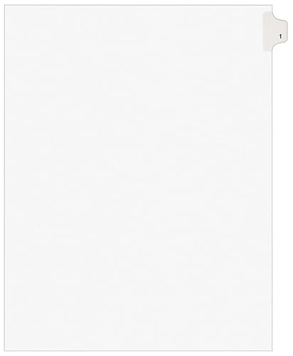 Avery Individual Legal Exhibit Dividers, Side Tab, 1, 25 Total | For Legal Filing and Court Exhibits, Rip Proof Reinforced Tabs, Printed Both Sides, Unpunched Edge, White Paper Body