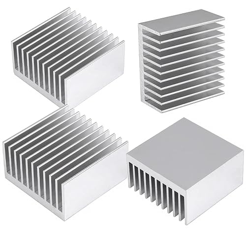 4PCS Anodized Aluminium Heat Sink 40x40x20mm / 1.57"x1.57"x0.79" Heatsink Kit Sync Cooler Cooling Fins 40mm for Electronics Module Computer VRM Led Memory Chip Peltier 3D Printer Stepper Motor