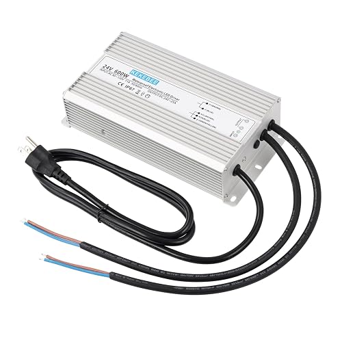KEKEBEE LED Driver 24V 600W Waterproof Power Supply IP67 LED Transformer | 24V 25A Switching Power Supply Landscape Transformer Suitable for Indoor and Outdoor LED Lighting and Any 24V DC Equipment