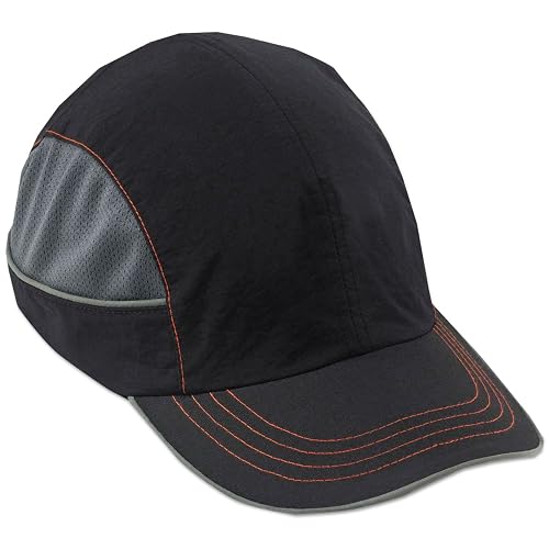Safety Bump Cap, Baseball Hat Style, Comfortable Head Protection, Long Brim, Skullerz 8950,Black