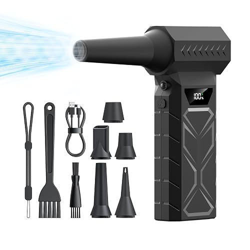 Compressed Air Duster Canned Air  Electric Cordless Blower | 90000 RPM Air Blower for Electronics Portable Computer Cleaner Hand Keyboard Cleaning Powerful Duster for Car, Fans