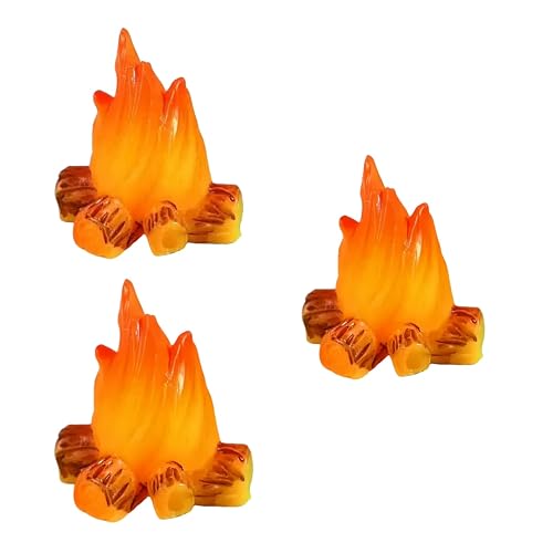 3Pcs Miniature Campfire Models - Resin Fake Fire for Dollhouse Ornaments, Halloween Decorations, and Micro Landscapes - Handcrafted Mini Fire Beads for Creative Displays, Decorations