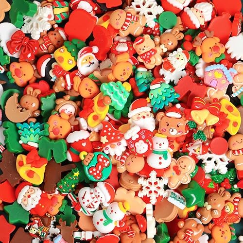 50PCS Christmas Mini Resin Figurines, Random Styles Holiday Favors | Mini Christmas Decorations for Fairy Garden, Christmas Village Scenes, Party Favors, Stocking Stuffers and DIY Crafts