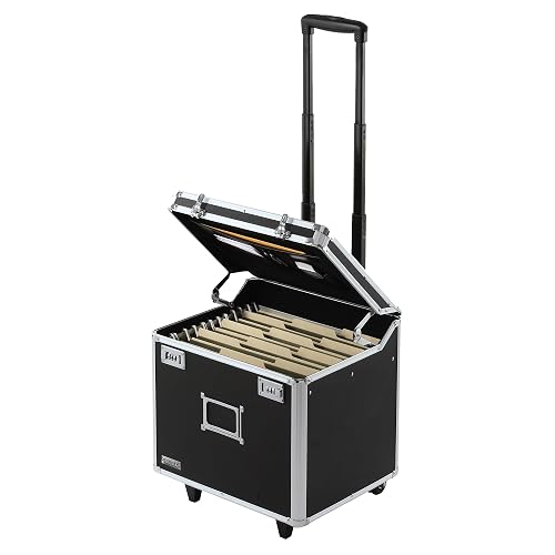 Vaultz Locking Mobile Business Case, Letter Size, 11x14.75x13.75 In, Black | Combination lock for document security, portable rolling design for office or travel use, letter-size file capacity