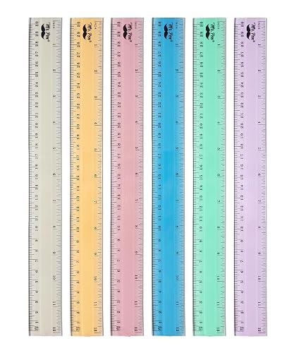 Mr. Pen- Plastic Rulers, 12 Inch, 6 Pack, Morandi Colors, Metric & Imperial | Clear Ruler Set