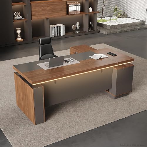 Nuipesn 71 Inch L Shaped Executive Standing Desk with Drawers | Dual-motor lift, fixed left return, cable opening, 2-inch-thick desktop