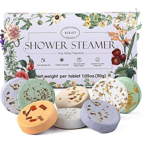 Blriet Shower Steamers Aromatherapy Relief Gifts for Women Teen Girls 8 ct | Birthday Gifts Basket Christmas Stocking Stuffers Wife Her Mom Natural Essential Oils Relaxation Self Care Home Spa Tablets