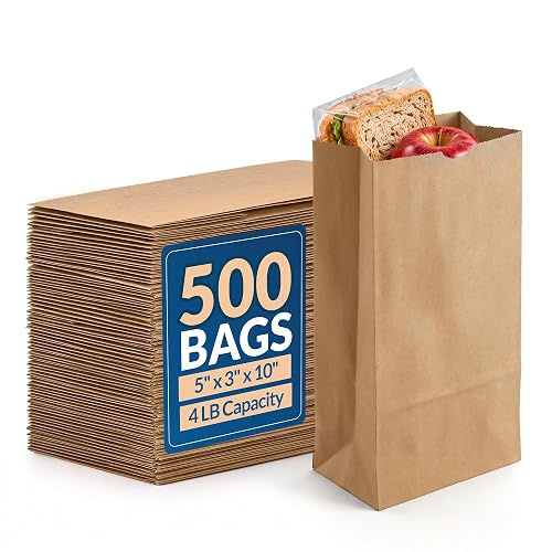 Reli. Brown Paper Bags | 500 Count Paper Lunch Bags | Ideal for Small Lunches and Crafts, Perfect for Sandwiches and Snacks