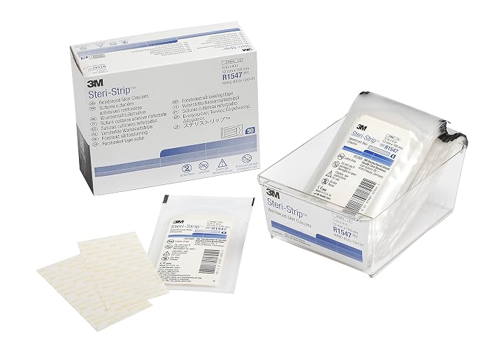3M™ Steri-Strip™ Reinforced Adhesive Skin Closures, R1547, 1/2 in x 4 in (12 mm x 100 mm), 50 Bag/Carton, 4 Carton/Case