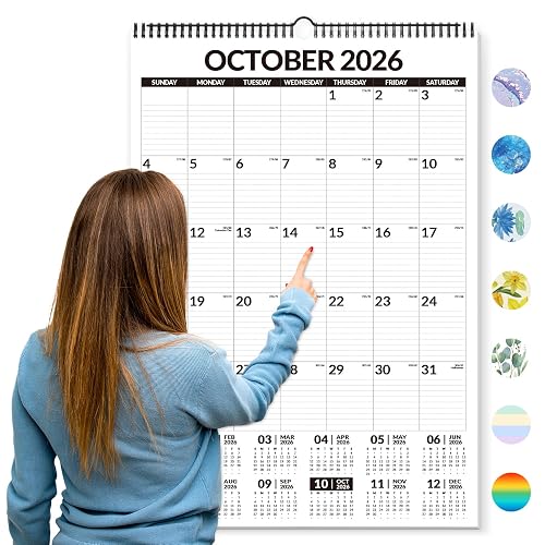 Forvencer 2027 Wall Calendar, Oct 2026 - Jun 2028, Extra Large 22"x15" | Big Numbers Bold Print, Twin-Wire Binding Hanging, Ample Writing Space for Seniors Home Office Organizing & Planning