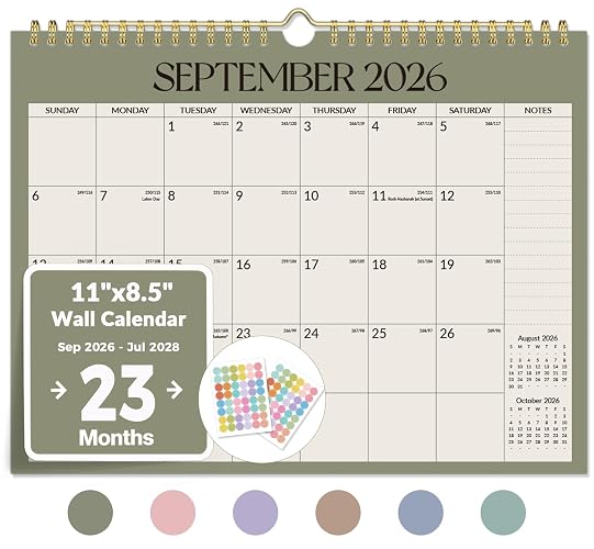 Forvencer 2027 Wall Calendar, 23-Month (Sep 2026 - Jul 2028), 11" x 8.5" | Full Page Memo Space, Cute Stickers, Premium Thick Paper, Big Unruled Blocks, Twin-Wire Binding Hanging for Home Office