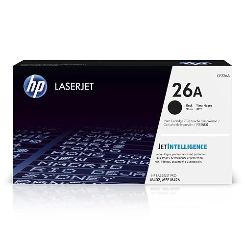 HP 26A Black Toner Cartridge Printers | Works with LaserJet Pro M402 Series; LaserJet Pro MFP M426 Series | CF226A